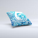Abstract Vibrant Blue Swirled Ink-Fuzed Decorative Throw Pillow