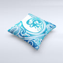 Abstract Vibrant Blue Swirled Ink-Fuzed Decorative Throw Pillow