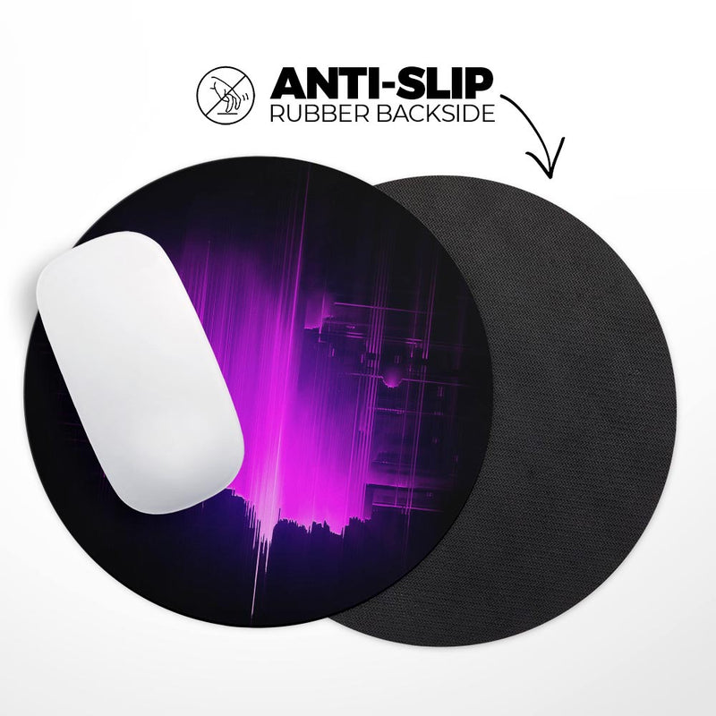 Abstract Vivid Pink Glitch// WaterProof Rubber Foam Backed Anti-Slip Mouse Pad for Home Work Office or Gaming Computer Desk
