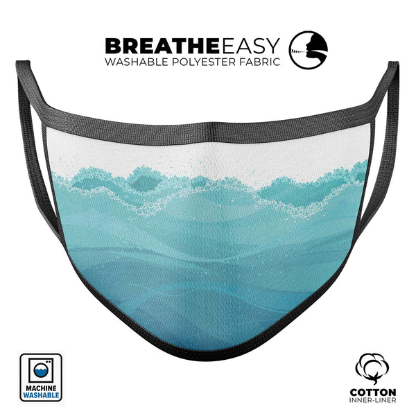 Abstract WaterWaves - Made in USA Mouth Cover Unisex Anti-Dust Cotton Blend Reusable & Washable Face Mask with Adjustable Sizing for Adult or Child