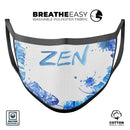 Abstract Watercolor Blue Feather Circle - Made in USA Mouth Cover Unisex Anti-Dust Cotton Blend Reusable & Washable Face Mask with Adjustable Sizing for Adult or Child