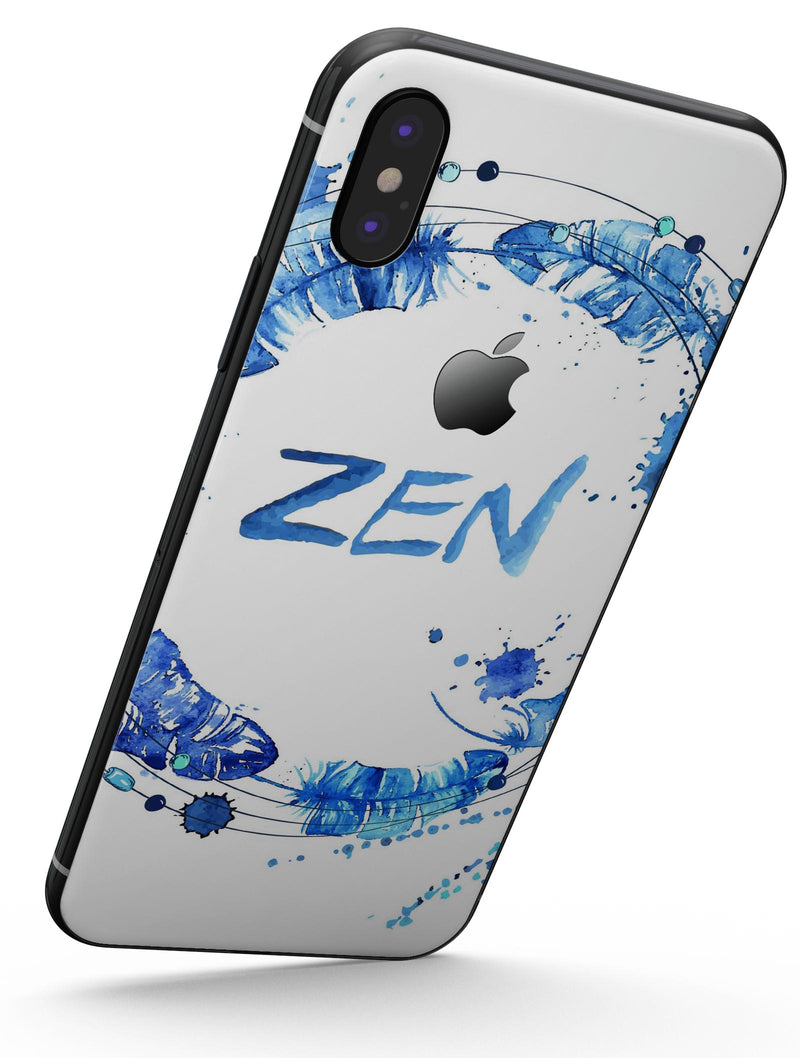 Abstract Watercolor Blue Feather Circle - iPhone X Skin-Kit