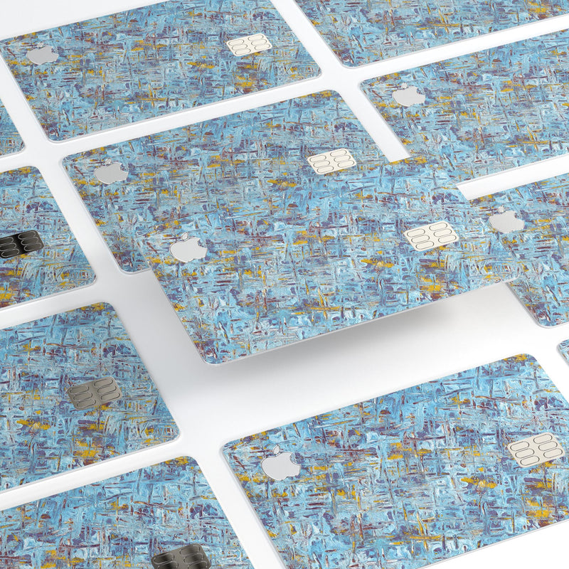 Abstract Wet Paint Blue Crossed - Premium Protective Decal Skin-Kit for the Apple Credit Card