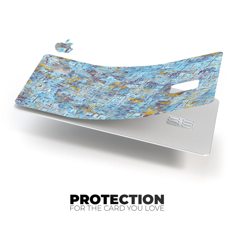 Abstract Wet Paint Blue Crossed - Premium Protective Decal Skin-Kit for the Apple Credit Card