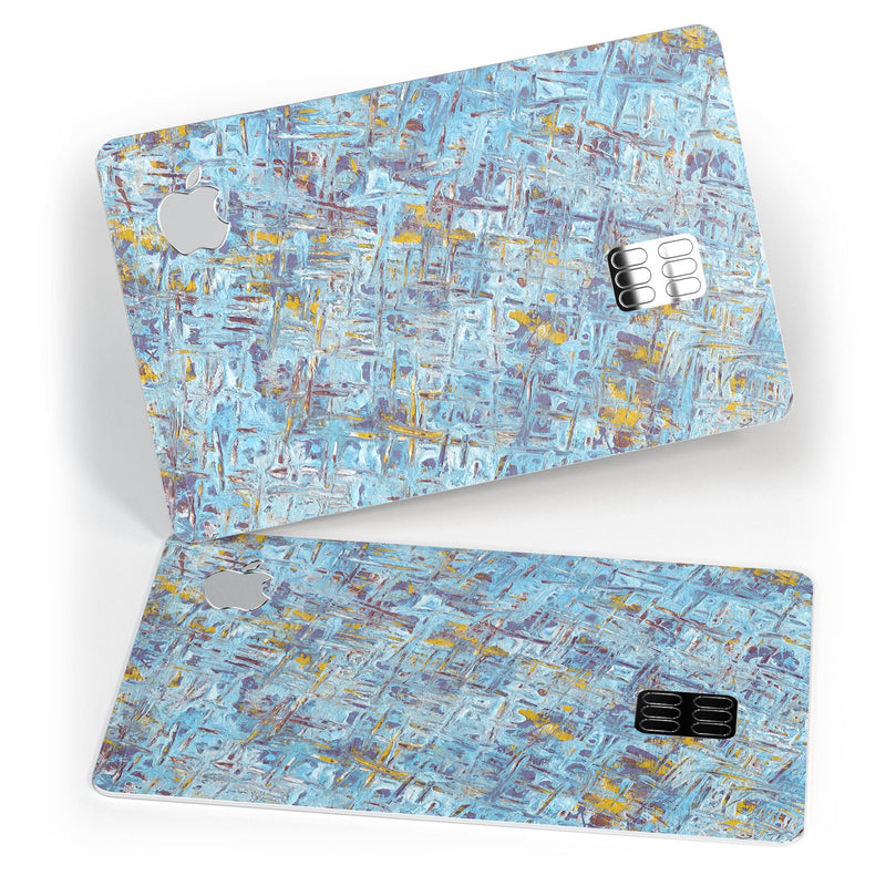 Abstract Wet Paint Blue Crossed - Premium Protective Decal Skin-Kit for the Apple Credit Card