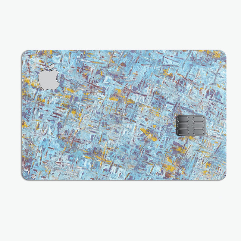 Abstract Wet Paint Blue Crossed - Premium Protective Decal Skin-Kit for the Apple Credit Card