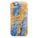 Abstract Wet Paint Blue and Gold Tilt iPhone 6/6s or 6/6s Plus 2-Piece Hybrid INK-Fuzed Case