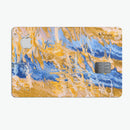 Abstract Wet Paint Blue and Gold Tilt - Premium Protective Decal Skin-Kit for the Apple Credit Card