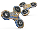 Abstract Wet Paint Blue and Gold Tilt Full-Body Fidget Spinner Skin-Kit