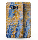 Abstract Wet Paint Blue and Gold Tilt - Samsung Galaxy S8 Full-Body Skin Kit