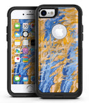 Abstract Wet Paint Blue and Gold Tilt - iPhone 7 or 7 Plus Commuter Case Skin Kit