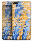 Abstract Wet Paint Blue and Gold Tilt - Skin-kit for the iPhone 8 or 8 Plus