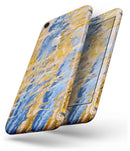 Abstract Wet Paint Blue and Gold Tilt - Skin-kit for the iPhone 8 or 8 Plus