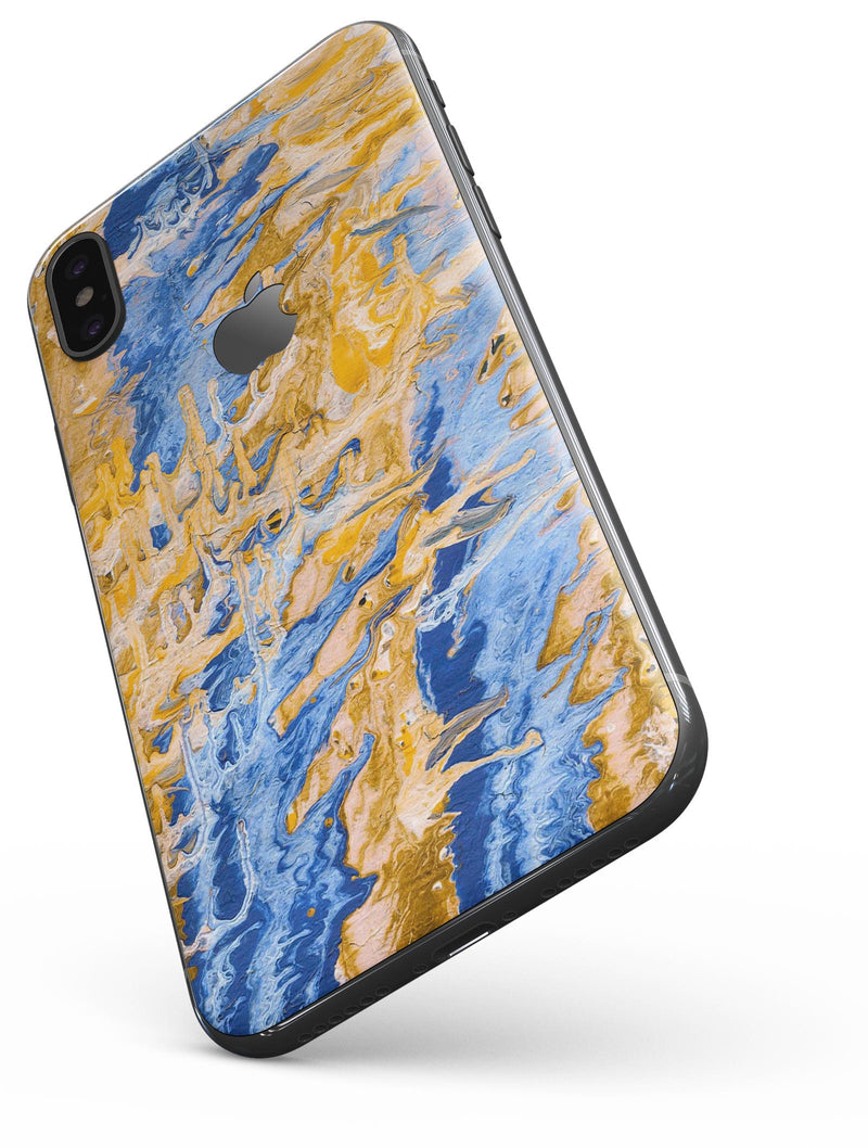 Abstract Wet Paint Blue and Gold Tilt - iPhone X Skin-Kit