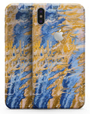 Abstract Wet Paint Blue and Gold Tilt - iPhone X Skin-Kit
