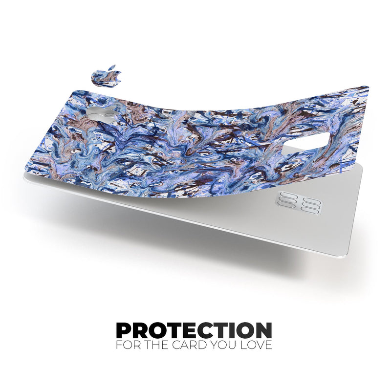 Abstract Wet Paint Blues - Premium Protective Decal Skin-Kit for the Apple Credit Card
