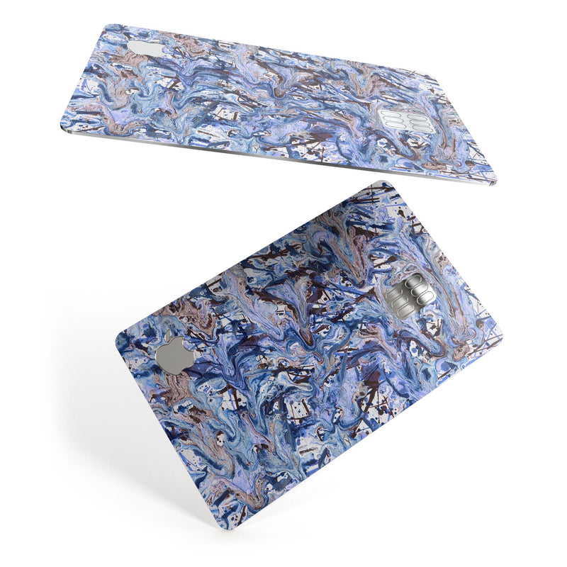 Abstract Wet Paint Blues - Premium Protective Decal Skin-Kit for the Apple Credit Card