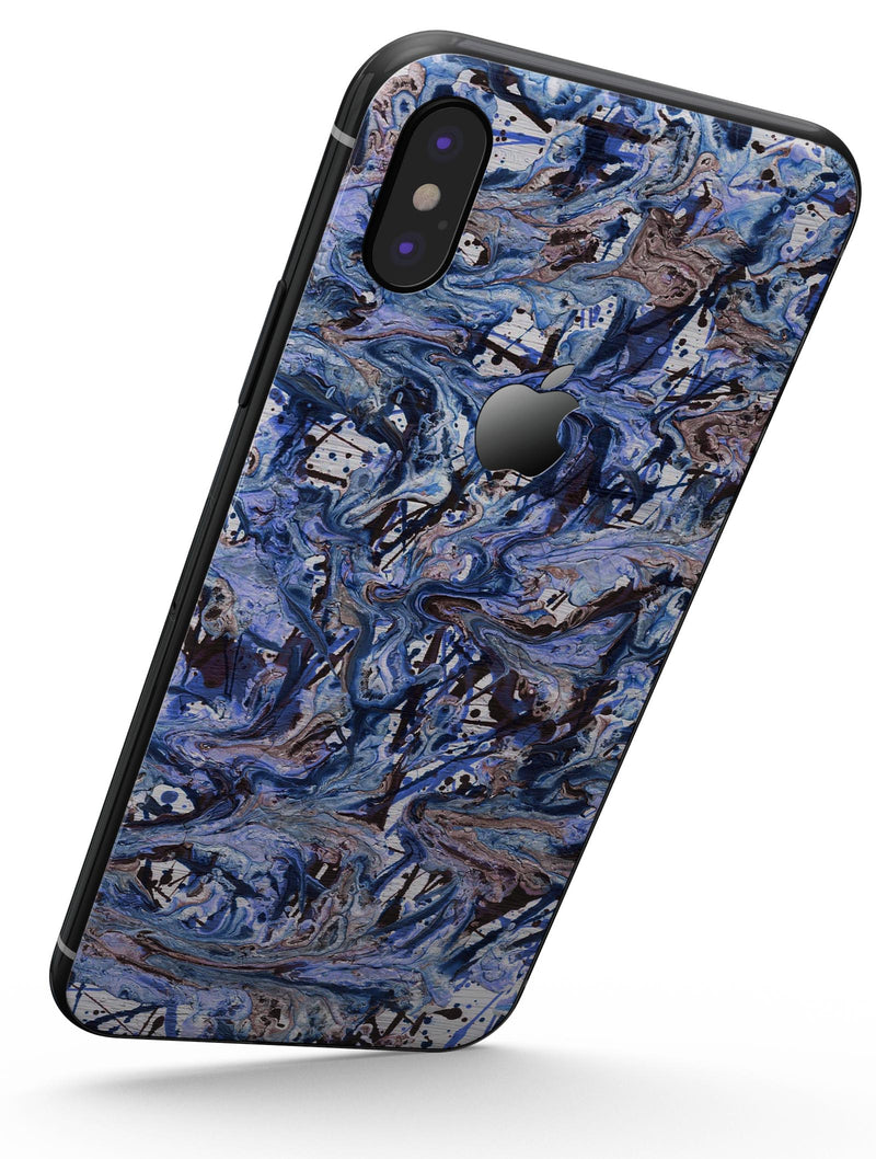 Abstract Wet Paint Blues - iPhone X Skin-Kit