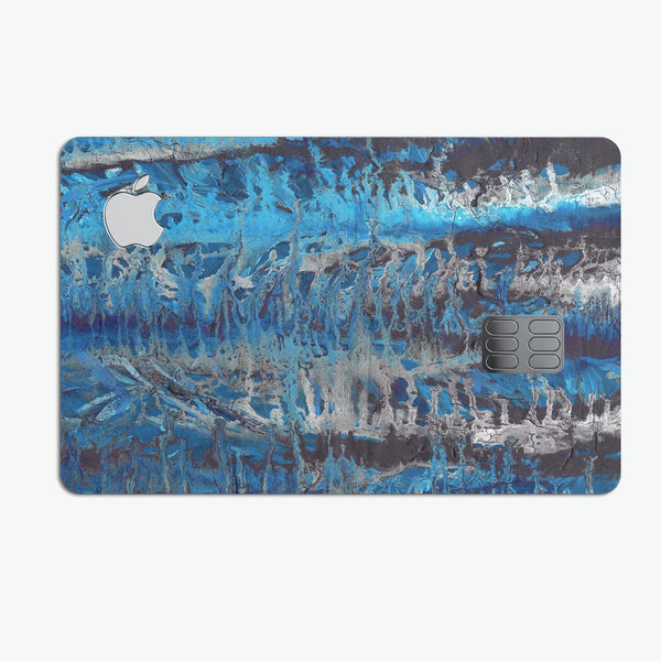 Abstract Wet Paint Blues v8 - Premium Protective Decal Skin-Kit for the Apple Credit Card