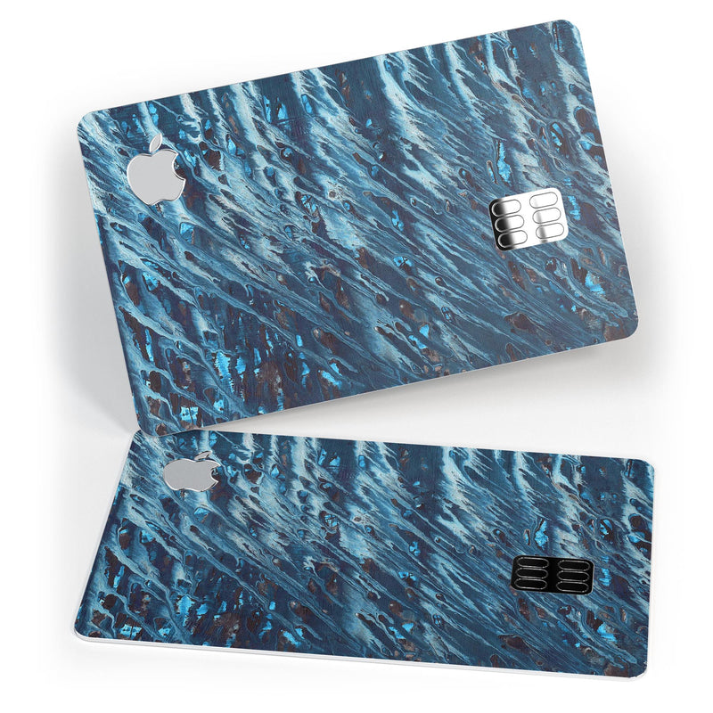 Abstract Wet Paint Blues v972 - Premium Protective Decal Skin-Kit for the Apple Credit Card