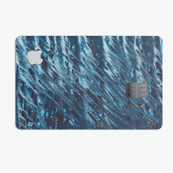 Abstract Wet Paint Blues v972 - Premium Protective Decal Skin-Kit for the Apple Credit Card