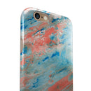 Abstract Wet Paint Coral Blues iPhone 6/6s or 6/6s Plus 2-Piece Hybrid INK-Fuzed Case