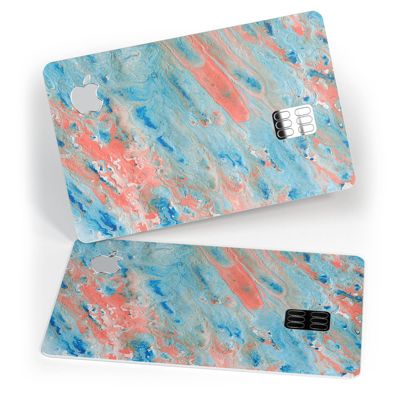 Abstract Wet Paint Coral Blues - Premium Protective Decal Skin-Kit for the Apple Credit Card