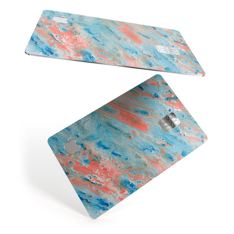 Abstract Wet Paint Coral Blues - Premium Protective Decal Skin-Kit for the Apple Credit Card