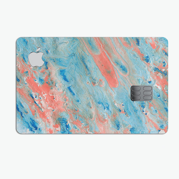 Abstract Wet Paint Coral Blues - Premium Protective Decal Skin-Kit for the Apple Credit Card