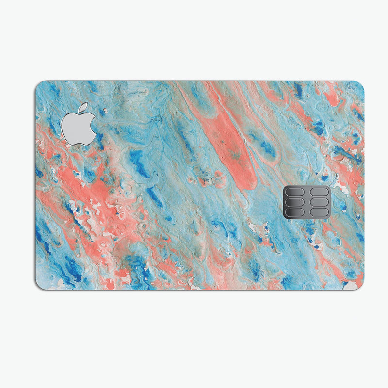 Abstract Wet Paint Coral Blues - Premium Protective Decal Skin-Kit for the Apple Credit Card