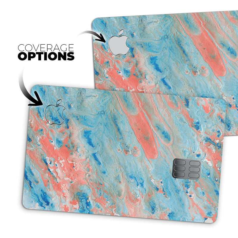 Abstract Wet Paint Coral Blues - Premium Protective Decal Skin-Kit for the Apple Credit Card