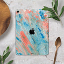 Abstract Wet Paint Coral Blues - Full Body Skin Decal for the Apple iPad Pro 12.9", 11", 10.5", 9.7", Air or Mini (All Models Available)