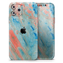 Abstract Wet Paint Coral Blues  - Protective Skin Wrap & Decal – Compatible with iPhone SE to iPhone 17 Pro Max (All Models)