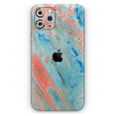 Abstract Wet Paint Coral Blues  - Protective Skin Wrap & Decal – Compatible with iPhone SE to iPhone 17 Pro Max (All Models)