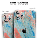 Abstract Wet Paint Coral Blues  - Protective Skin Wrap & Decal – Compatible with iPhone SE to iPhone 17 Pro Max (All Models)