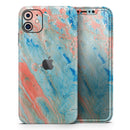 Abstract Wet Paint Coral Blues  - Protective Skin Wrap & Decal – Compatible with iPhone SE to iPhone 17 Pro Max (All Models)