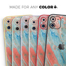 Abstract Wet Paint Coral Blues  - Protective Skin Wrap & Decal – Compatible with iPhone SE to iPhone 17 Pro Max (All Models)
