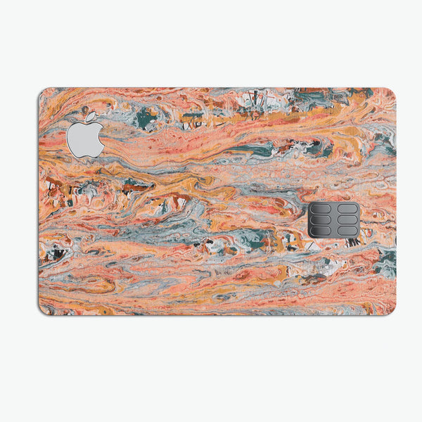 Abstract Wet Paint Coral Love - Premium Protective Decal Skin-Kit for the Apple Credit Card