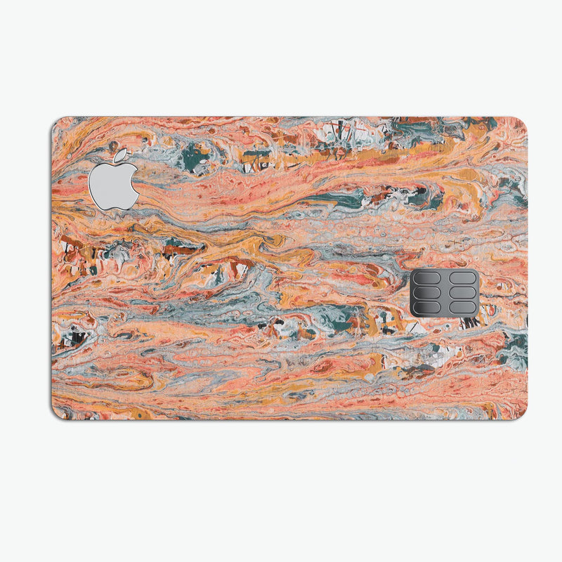 Abstract Wet Paint Coral Love - Premium Protective Decal Skin-Kit for the Apple Credit Card