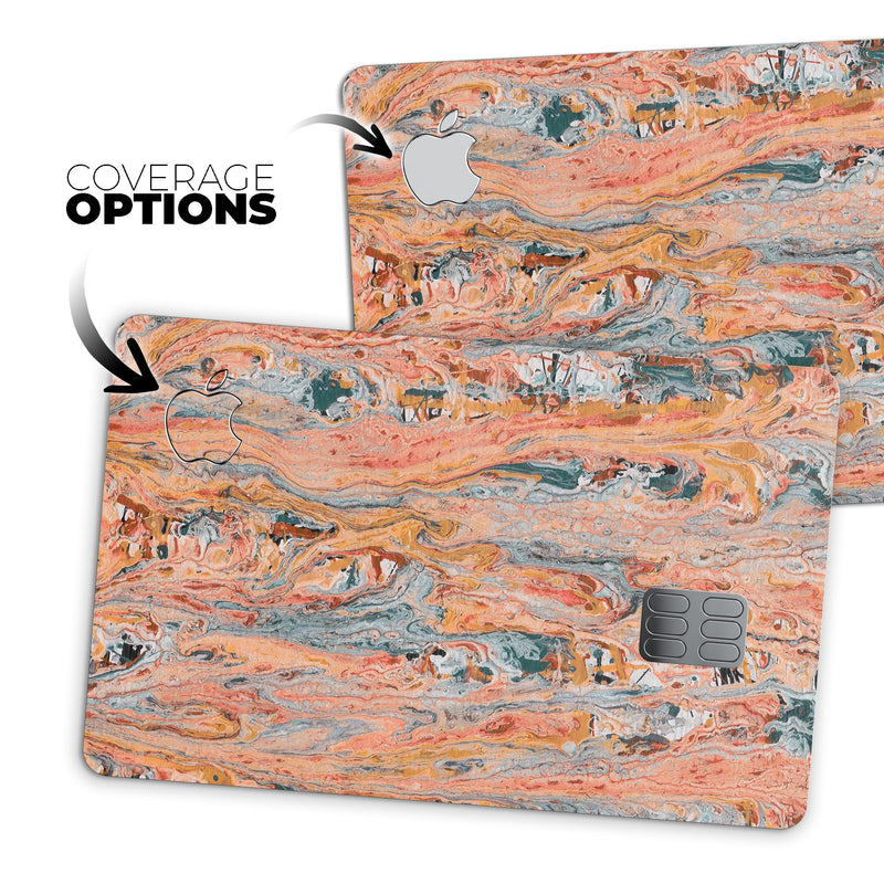 Abstract Wet Paint Coral Love - Premium Protective Decal Skin-Kit for the Apple Credit Card