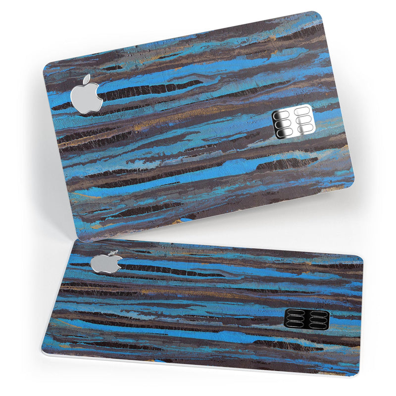 Abstract Wet Paint Dark Blues - Premium Protective Decal Skin-Kit for the Apple Credit Card