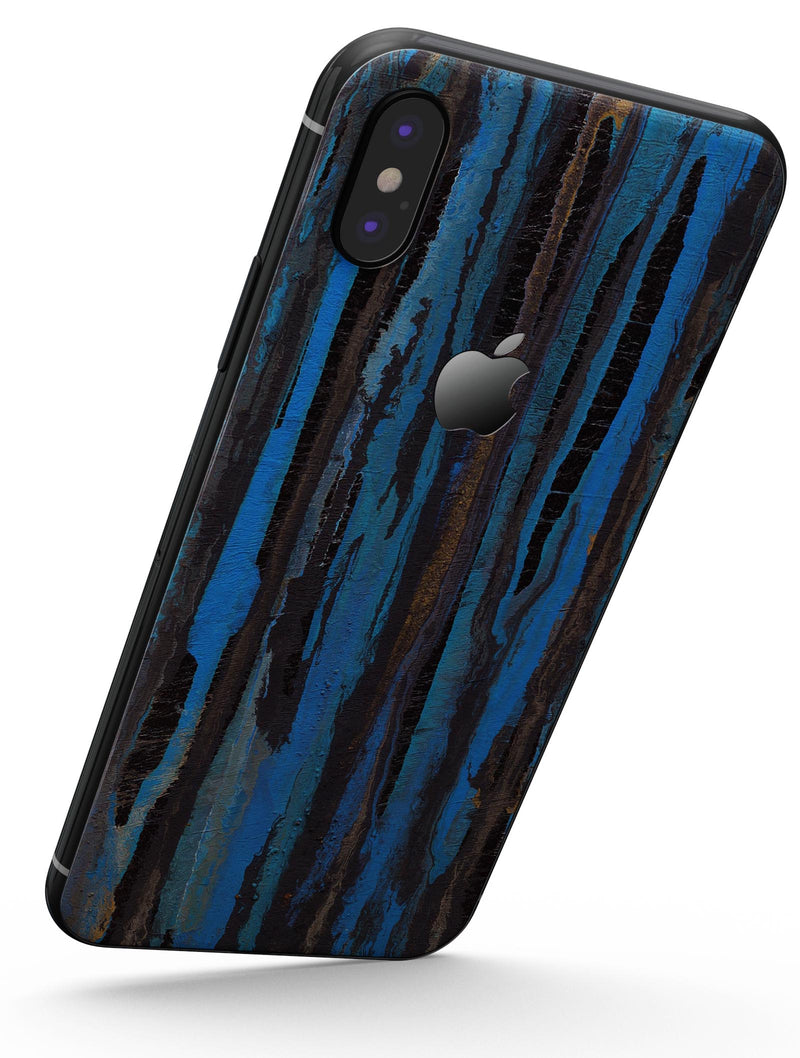 Abstract Wet Paint Dark Blues - iPhone X Skin-Kit