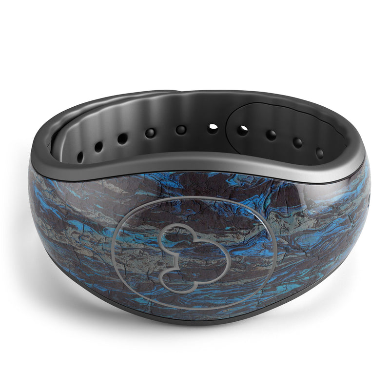 Abstract Wet Paint Dark Blues v2 - Decal Skin Wrap Kit for the Disney Magic Band