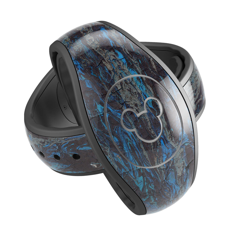 Abstract Wet Paint Dark Blues v2 - Decal Skin Wrap Kit for the Disney Magic Band