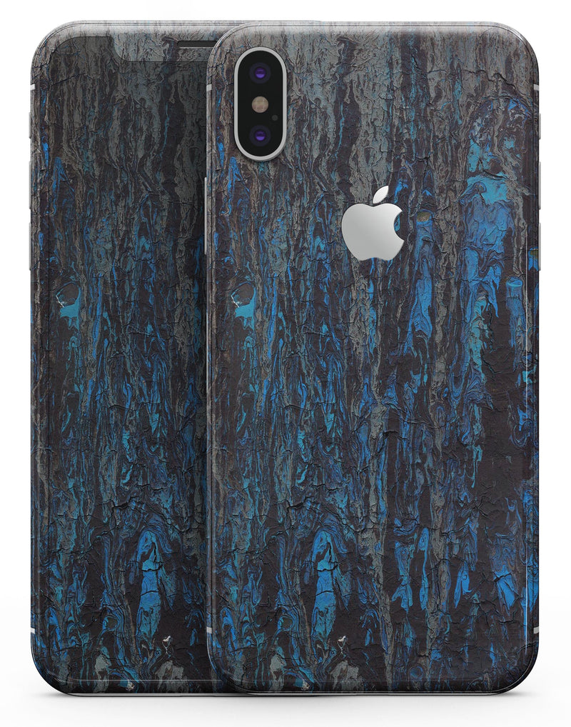 Abstract Wet Paint Dark Blues v2 - iPhone X Skin-Kit