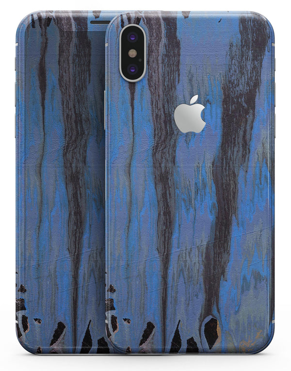 Abstract Wet Paint Dark Blues v3 - iPhone X Skin-Kit