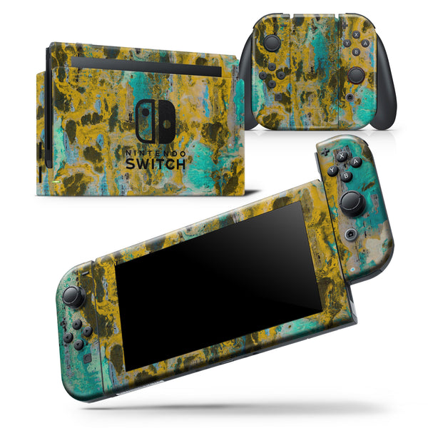 Abstract Wet Paint Gold - Skin Wrap Decal for Nintendo Switch Lite Console & Dock - 3DS XL - 2DS - Pro - DSi - Wii - Joy-Con Gaming Controller
