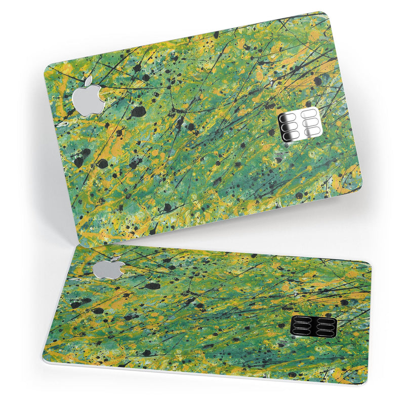 Abstract Wet Paint Green Lines - Premium Protective Decal Skin-Kit for the Apple Credit Card