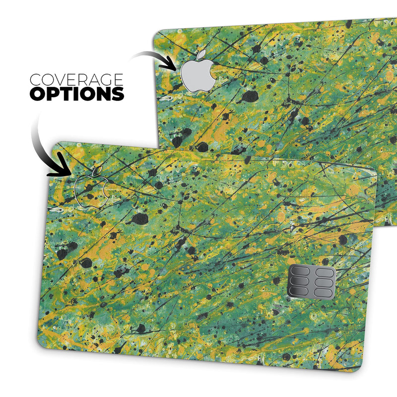Abstract Wet Paint Green Lines - Premium Protective Decal Skin-Kit for the Apple Credit Card