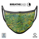 Abstract Wet Paint Green Lines - Made in USA Mouth Cover Unisex Anti-Dust Cotton Blend Reusable & Washable Face Mask with Adjustable Sizing for Adult or Child